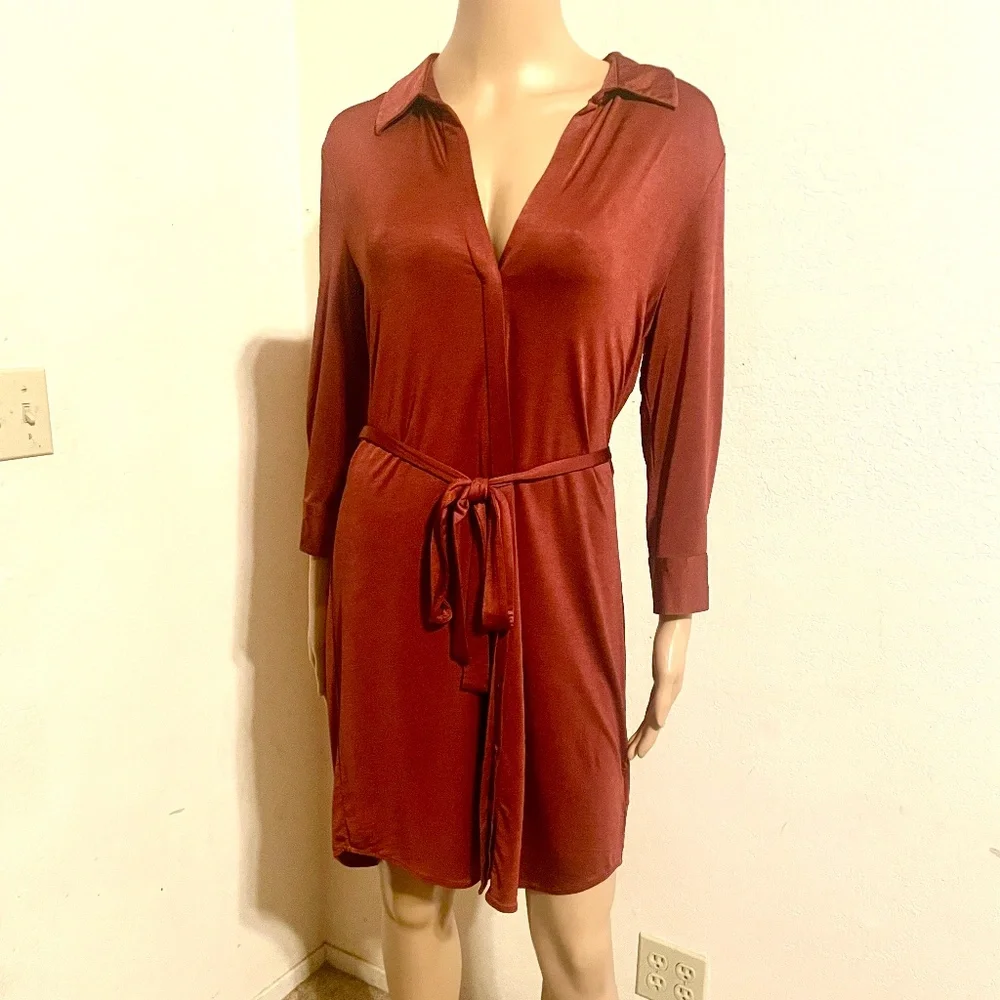 L'AGENCE ADDISON SHIRTDRESS RUST COLOR SZ S - Picture 1 of 6